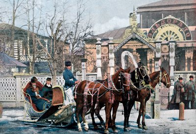 トロイカそり、モスクワ、ロシア、c1890 作： Gillot