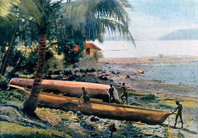カヌー、アンダマンおよびニコバル諸島、インド洋、c1890の構築 作： Gillot