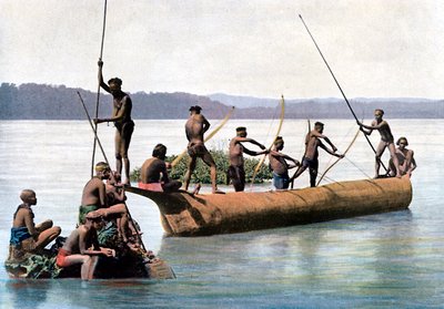 弓で釣り、アンダマン諸島とニコバル諸島、インド洋、c1890。 作： Gillot