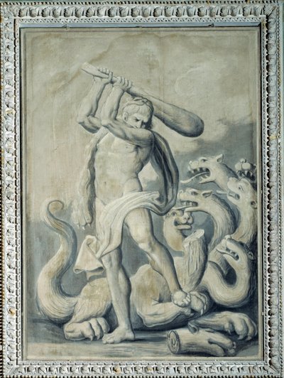 ヘラクレスがヒュドラの7つの頭を切り落とす（絵画 作： Gio Batta Celle