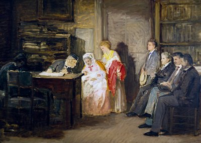 ジオアッキーノ・トーマ（1836-1893）の「市民国家」、絵画。 作： Gioacchino Toma