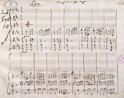 ジョアッキーノ・ロッシーニ (1792-1868) による手書きの楽譜 作： Gioachino Rossini