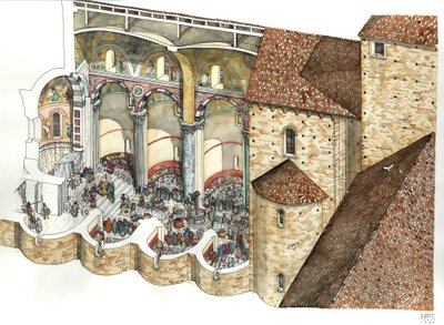 8世紀に再建された聖ヨハネ・ラテラノ大聖堂（サン・ジョヴァンニ・イン・ラテラノ）：トリクリニウムと教皇の就任式を見ることができる。ローマ 作： ジョルジオ アルベルティーニ