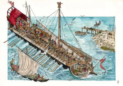 ジョルジョ・アルベルティーニによる15世紀ヴェネツィアのガレー船の復元。 作： ジョルジオ アルベルティーニ