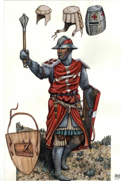 13世紀、エルサレムの聖ヨハネ騎士団（またはホスピタル騎士団、より単純にはホスピタラー騎士団）の軍曹を表す。 作： ジョルジオ アルベルティーニ