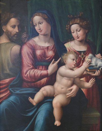 聖母子、洗礼者ヨハネと聖アグネス 1530年頃（テンペラ、カンヴァス） 作： Giorgio Gandini del Grano