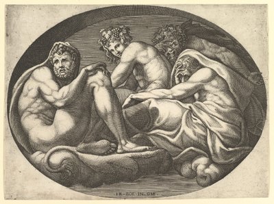 ヘラクレス、バッカス、パン、土星、フランチェスコ後の8つのシリーズからなる...、1560年代。 作： Giorgio Ghisi