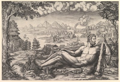 ヘラクレスは彼の労働から休憩、1567。 作： Giorgio Ghisi