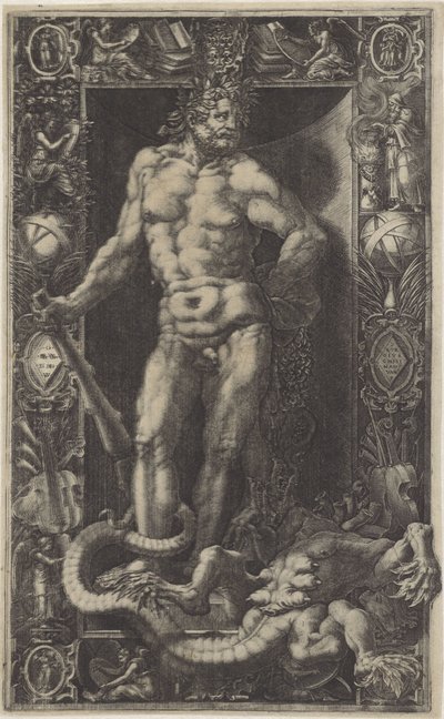 Lernaean Hydra に対する勝利者としてのヘラクレス 作： Giorgio Ghisi