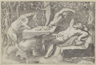 Silenus, een sater en een geit スラペンデ シレヌス 作： Giorgio Ghisi