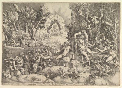 プロクリスの死、Cephalusは...に囲まれた右側でプロクリスの死を悼みます。 1540年。 作： Giorgio Ghisi