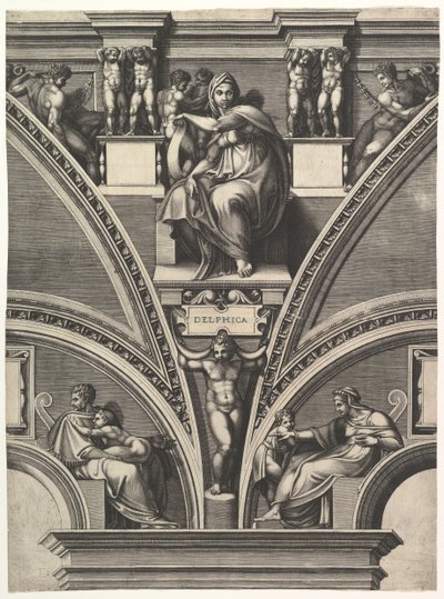 1570-75年のシスティーナ礼拝堂の預言者とシビルスのシリーズのDelphic Sibyl。 作： Giorgio Ghisi