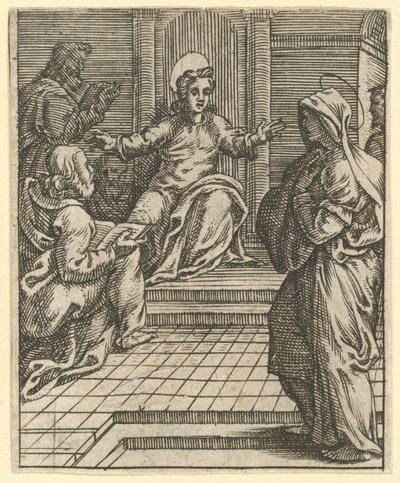 The Virgin of Sorrows: Christ Disputing with the Doctors, 1575 年までに、9 つの周囲の会社の 1 つ。 作： Giorgio Ghisi