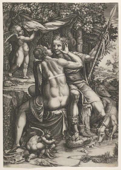 ヴィーナスとアドニス 1570年 作： Giorgio Ghisi