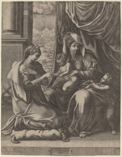 聖カタリナの神秘的な結婚 作： Giorgio Ghisi after Francesco Primaticcio