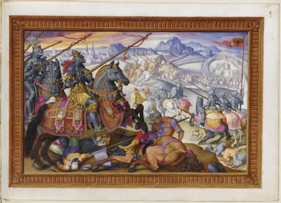 MS 33733 f.9 スレイマンとウィーン包囲戦から追い出された彼の軍隊を追加 作： Giorgio Giulio (attr. to) Clovio