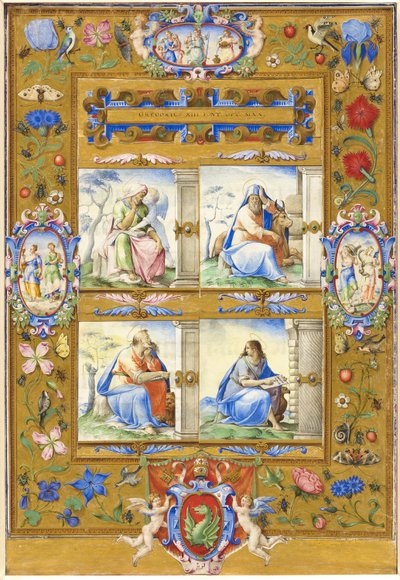 花鳥虫の境内に四人の伝道者 作： Giorgio Giulio Clovio