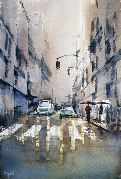 雨の街の情景 作： 
