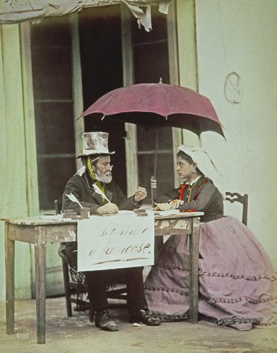 ナポリの公共作家、c.1860-80（アルブメン版） 作： Giorgio Sommer