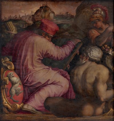 ヴァルダルノ川下部のサンミニアートの寓話、1563-1565 作： Giorgio Vasari