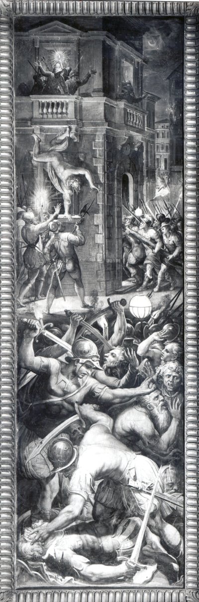 コリニーとユグノーの虐殺、1573年 作： Giorgio Vasari
