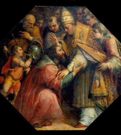 ボローニャでのフランソワ1世とレオン10世の会談（1517年のボローニャ協定）、1558-62年頃（油） 作： Giorgio Vasari