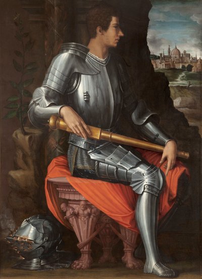 鎧を着たアレッサンドロ・デ・メディチ（1511-1537）の肖像 - ジョルジョ・ヴァザーリ（1511-1574）による絵画、油彩・キャンバス 作： Giorgio Vasari
