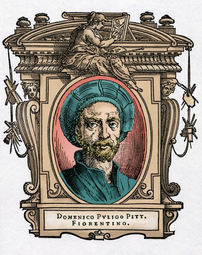 イタリアの画家ドメニコ・プリーゴ[1492-1527]の肖像。ジョルジョ・ヴァザーリの『最も優れた画家、彫刻家、建築家の生活』（Le Vite de