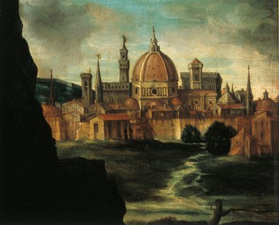 アレクサンダー・デ・メディチ公爵の肖像、詳細：フィレンツェの街、ジョルジョ・ヴァザーリ作 作： Giorgio Vasari