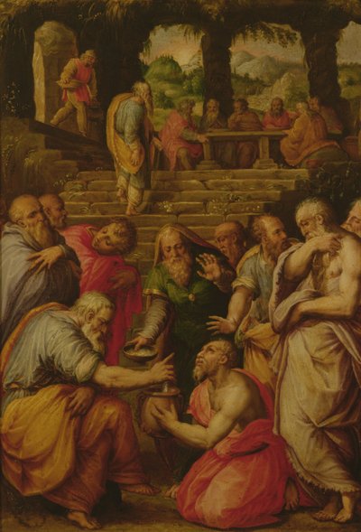 預言者エリシャの奇跡（パネルに油彩） 作： Giorgio Vasari