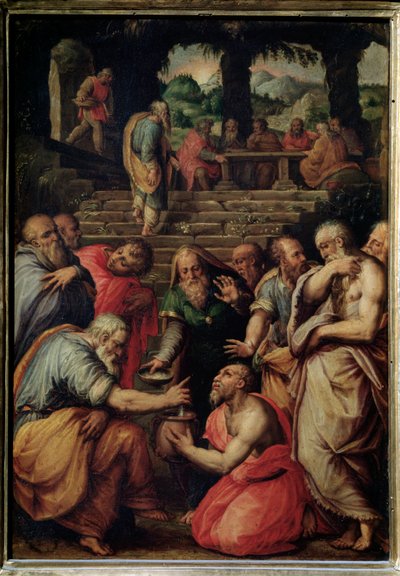 預言者エリシャ - パネルに油彩、1566年頃 作： Giorgio Vasari