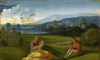 牧歌的な牧歌的な風景、15世紀後半 作： Giorgione da Castelfranco