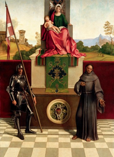 聖人フランシスとニコシアスカステルフランコマドンナの間のマドンナと子供、1503-1504年頃。 作： Giorgione da Castelfranco