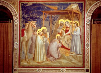 マギの崇拝、スクロヴェーニ礼拝堂、パドヴァ、1305年頃（フレスコ画） 作： Giotto (c.1266 1337)
