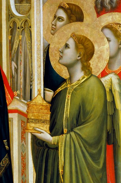 捧げ物をする天使、オグニサンティの聖母より、1310年頃、パネルにテンペラ画 作： Giotto (c.1266 1337)
