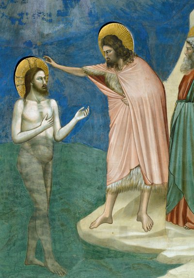 キリストの洗礼（ジョット作「キリストの生涯と受難」より詳細 作： Giotto (c.1266 1337)