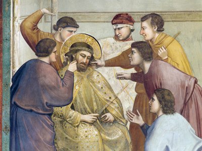 ジョット作「キリストの生涯と受難」より「キリストの鞭打ち」詳細 作： Giotto (c.1266 1337)