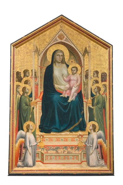 天使と聖人に即位したマドンナとチャイルド「オニサンティ・マエスタ」 作： Giotto (c.1266 1337)