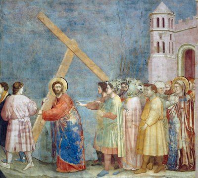カルバリーへの道（ジョット作「キリストの生涯と受難」の詳細 作： Giotto (c.1266 1337)