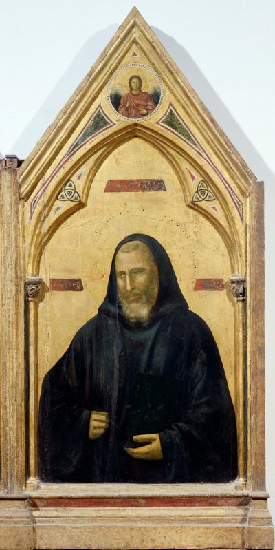 聖ベネディクト、バディア・ポリプティックの細部、ジョット（1267-1337）作、パネルにテンペラ、91x334cm、1300年頃 作： Giotto (c.1266 1337)