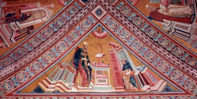 教会の神学者たちヒッポの聖アウグスティヌス（フレスコ画 作： Giotto (c.1266 1337)