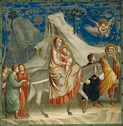 キリストの生涯と受難」から「エジプトへの飛行」の詳細 作： Giotto (c.1266 1337)