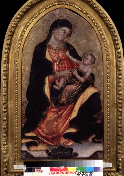 『Virgin and Child』（ヴァージン＆チャイルド）。 ジョット・ディ・ボンドーネ (1267-1337) の絵画。 木にジステンパー。 国立美術館、エカテリンブルク (またはエカテリンブルク)。 ロシア 作： Giotto (c.1266 1337)