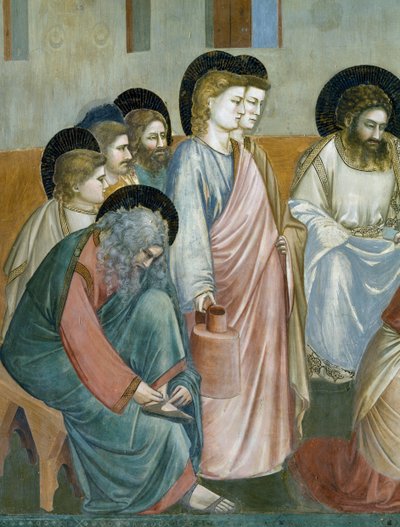 足を洗う場面（ジョット作「キリストの生涯と受難」より抜粋 作： Giotto (c.1266 1337)