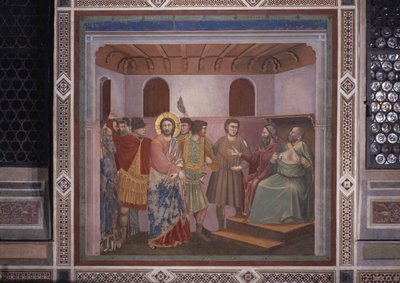 カイアファの前のキリスト（Cristo davanti a Caifa）、ジョット作 作： Giotto (c.1266 1337)