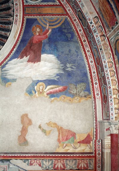 新約聖書の歴史。キリストの昇天 - フレスコ画 作： Giotto (c.1266 1337)