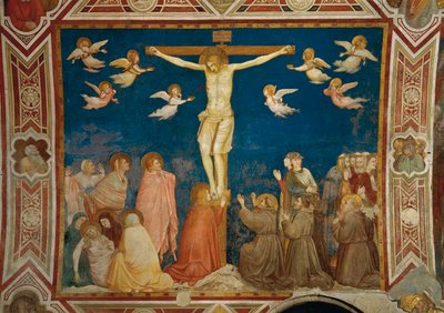 イタリア、ウンブリア州、アッシジ、サン・フランチェスコ・ダッシジ聖堂、ジョットのフレスコ画（約1267～1337年）、十字架像 作： Giotto (c.1266 1337)