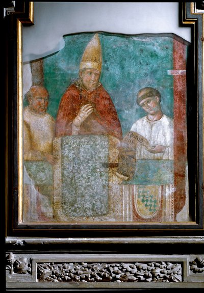 教皇ボニファティウス8世が1300年をジュビリーと宣言（フレスコ画）。 作： Giotto (c.1266 1337)