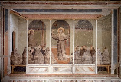 聖フランチェスコは、パドヴァの聖アンソニーの叙任中にアルルの支部に現れた（フレスコ 作： Giotto (c.1266 1337)