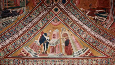 教会の神学者たち聖アンブローズ（フレスコ画 作： Giotto (c.1266 1337)